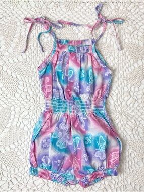 Vintage 1980s Sunwear by Carrots Girls 4-5 Years Butterfly Tie Strap Sunsuit